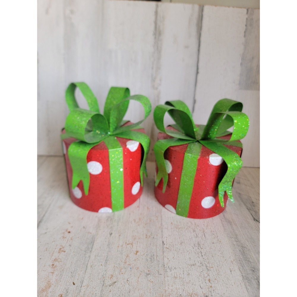 Pier metal gift box set round unique glitter bow polka dot prop home decor